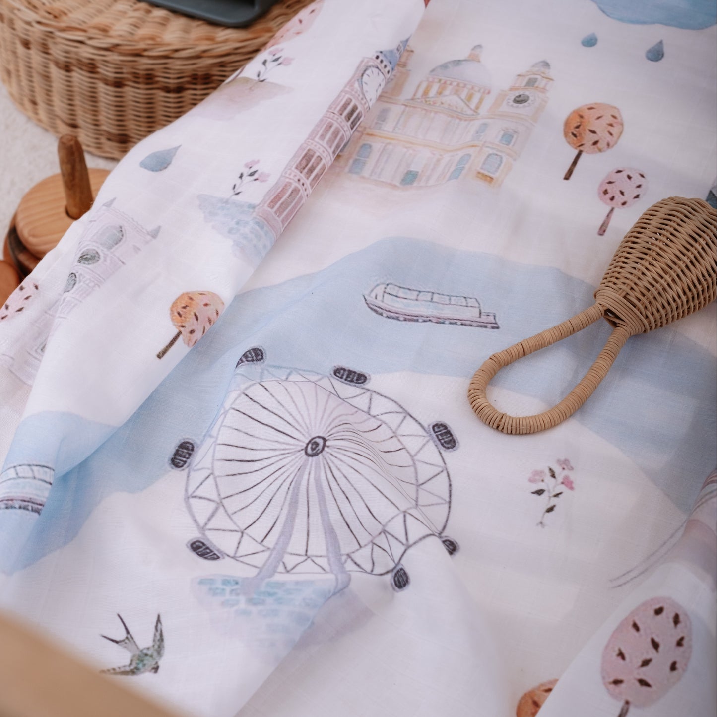 Baby Muslin Swaddle Blanket - London