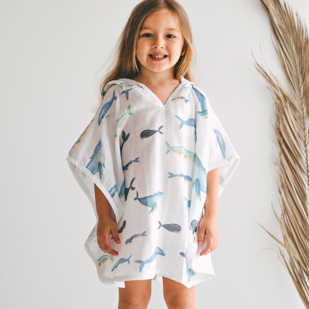 Baby Beach Towel Muslin Hooded Whale Geople Baby – geople home