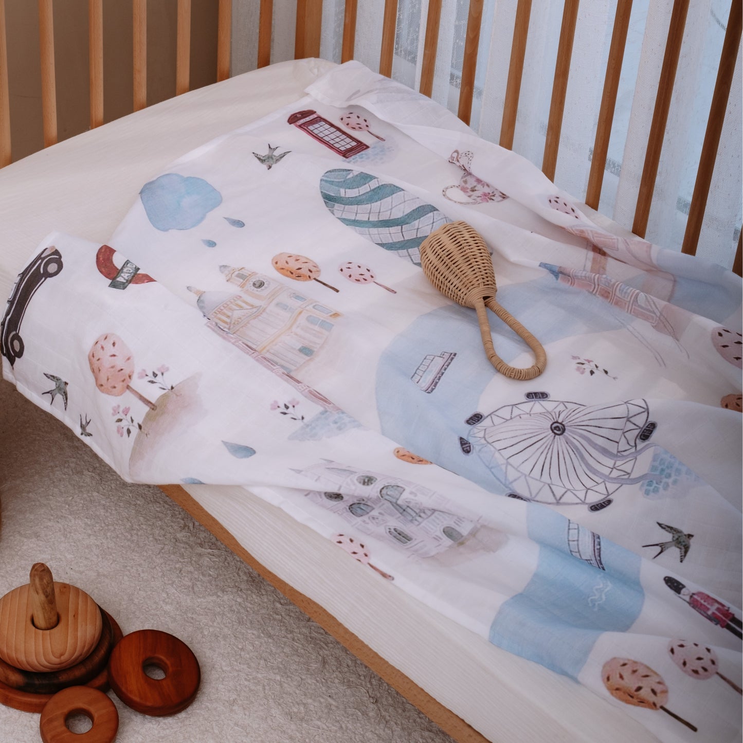 Baby Muslin Swaddle Blanket - London