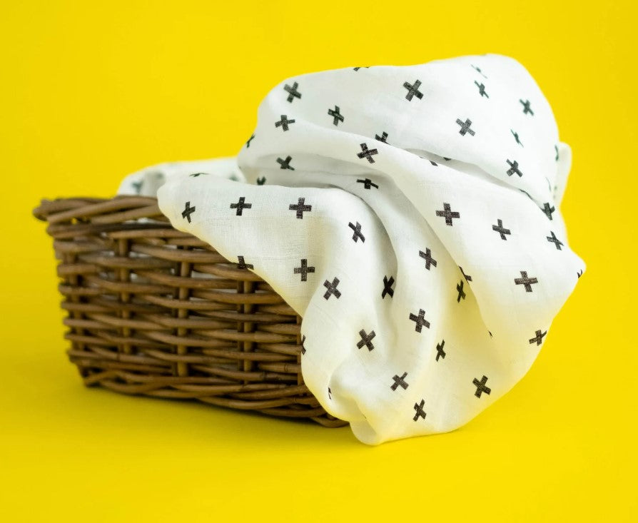 Muslin Square Baby Burp Cloth - Set of 3 - Minimal Sensory Black White