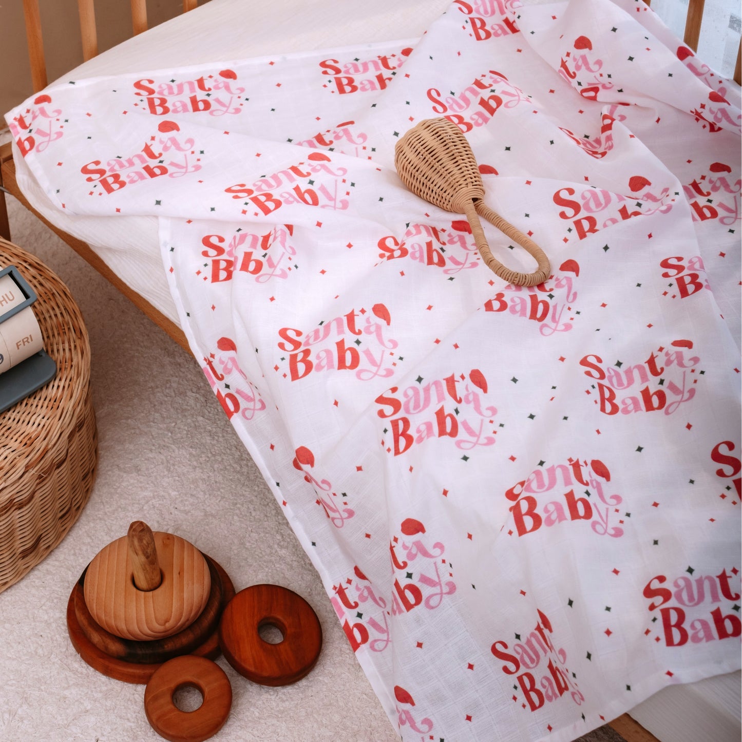 baby christmas gift muslin swaddle santa baby