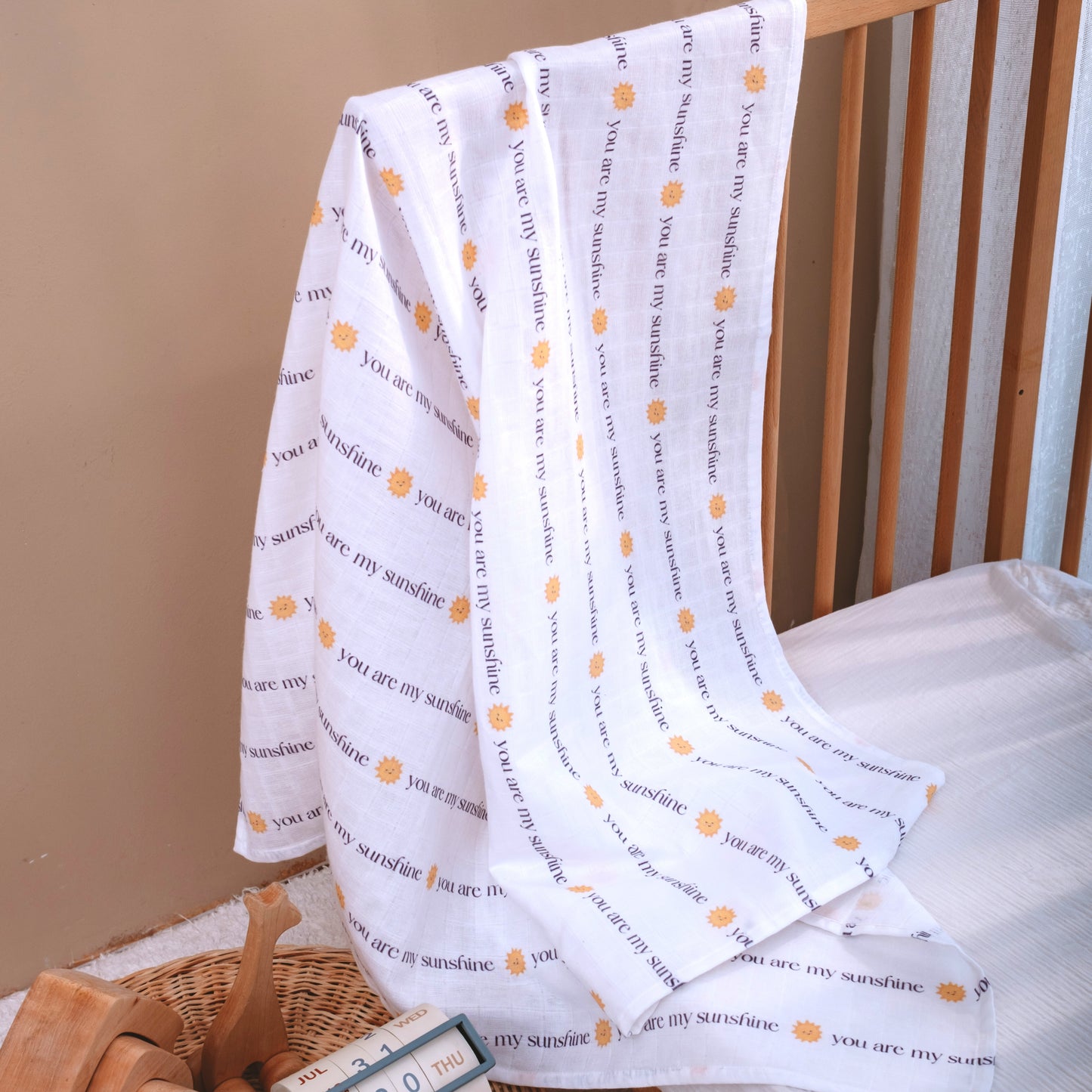 Muslin Swaddle Baby Blanket - You are my sunshine