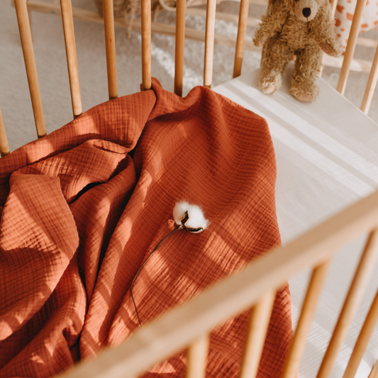 Thick Muslin Baby Blanket Four Layers - Terra Cotta