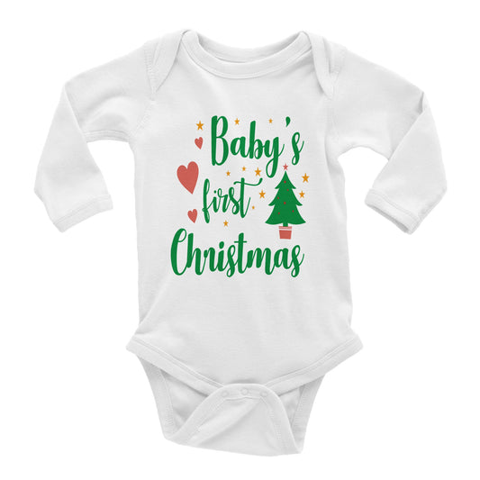 Personalised Baby Long Sleeve Bodysuit Baby First Christmas gift
