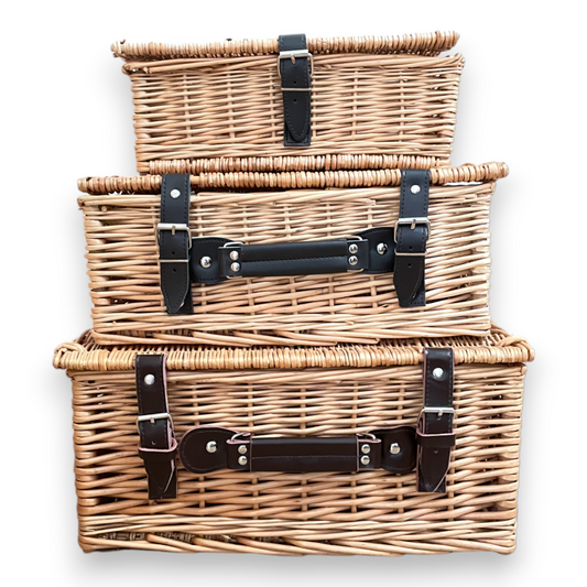 Handmade Buff Wicker Hamper