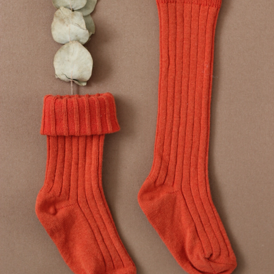 Baby Toddler Ribbed Knee-High Socks Cotton - Orange