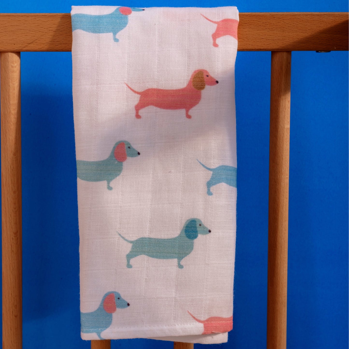 Muslin Square Baby Burp Cloth - Set of 3 - Dachshund Sausage Dog