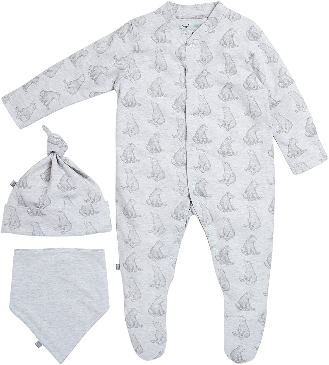 Baby Sleepsuit Bib Hat Set Bear Baby Shower Gift Set