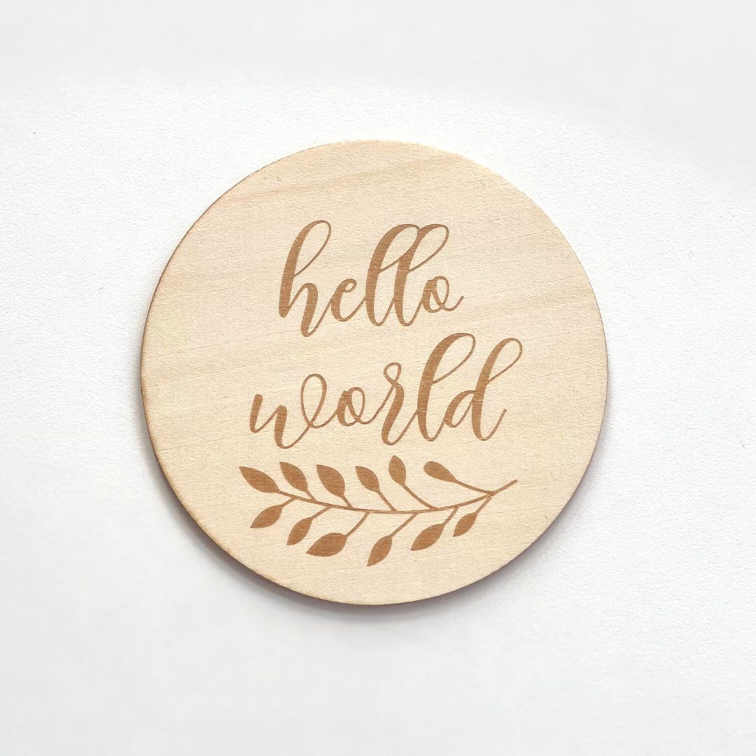 Baby Announcement Sign - Hello World Eucalyptus