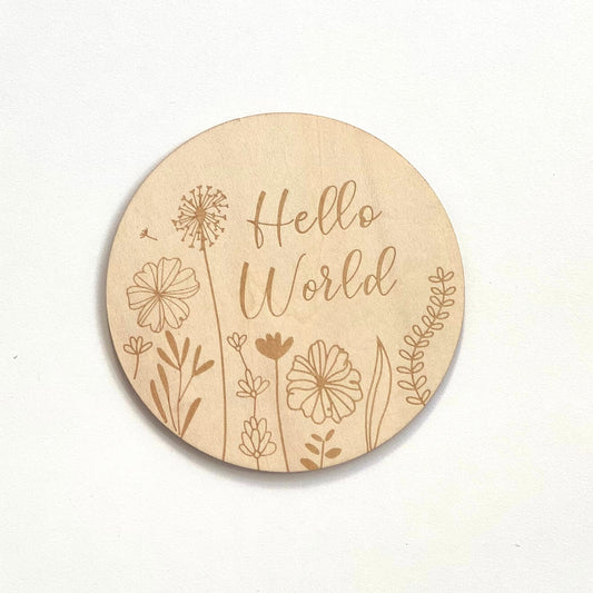 Baby Announcement Sign - Hello World Flowers