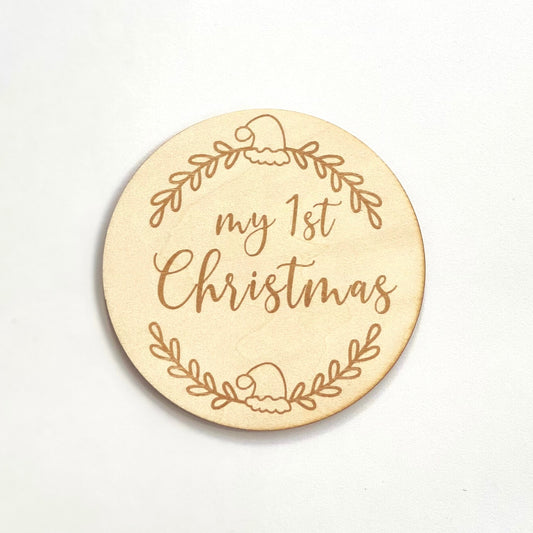 Wooden Baby Announcement My 1st Christmas Engraved Sign Plaque baby christmas gift