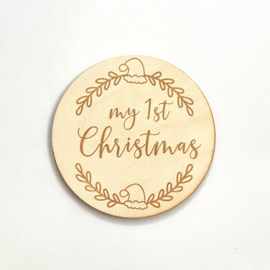 Wooden Baby Announcement My 1st Christmas Engraved Sign Plaque