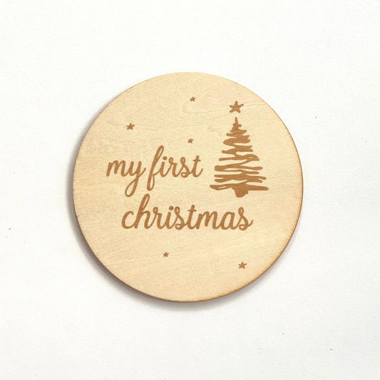 Wooden Baby Announcement My 1st Christmas Engraved Sign Plaque