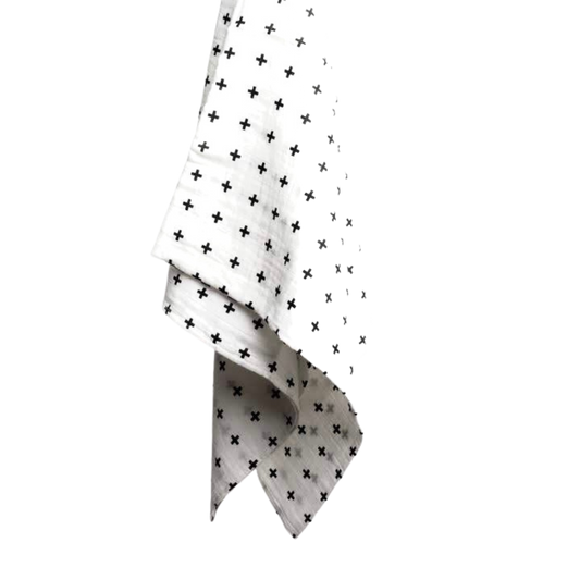 Muslin Square Baby Burp Cloth - Set of 3 - Minimal Sensory Black White