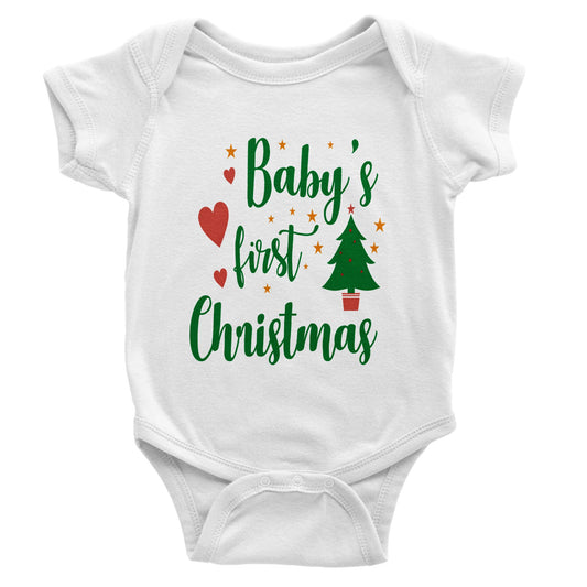 Personalised Baby Short Sleeve Bodysuit First Christmas