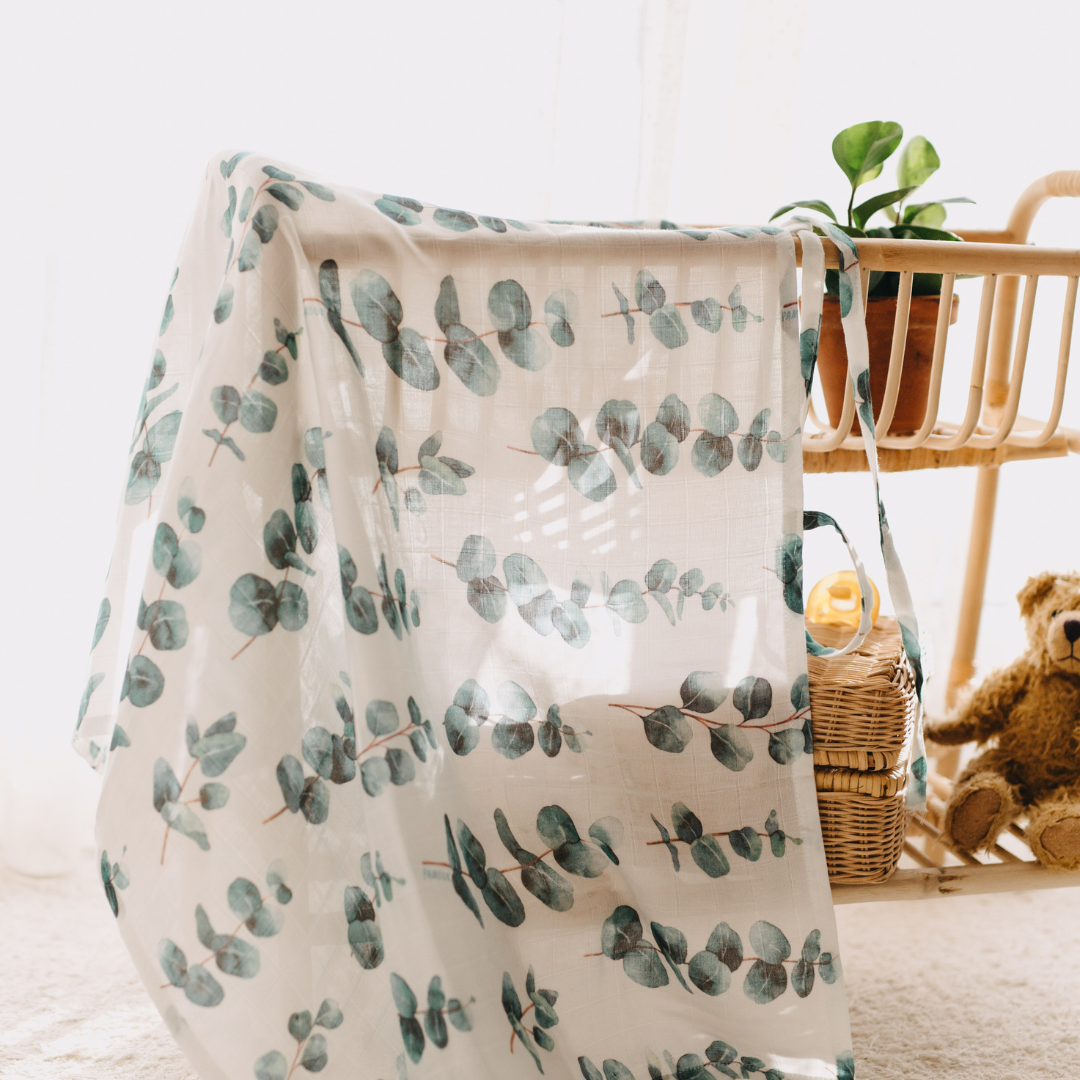 Muslin Swaddle Baby Blanket X-Large 120x120cm Eucalyptus