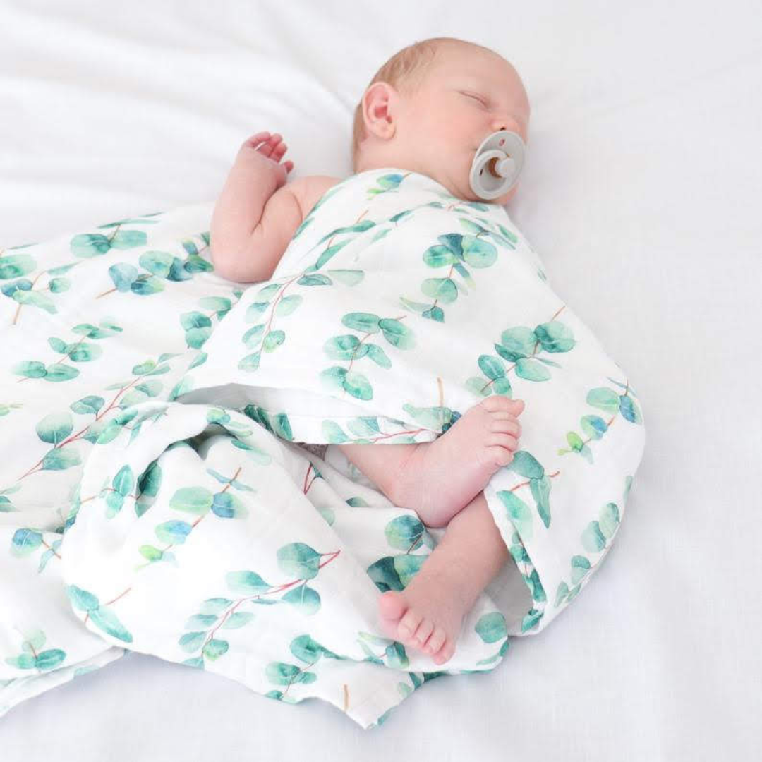Muslin Swaddle Baby Blanket X-Large 120x120cm Eucalyptus
