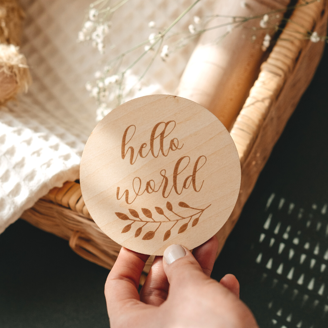 Baby Birth Announcement Sign Hello World Newborn Baby Gift