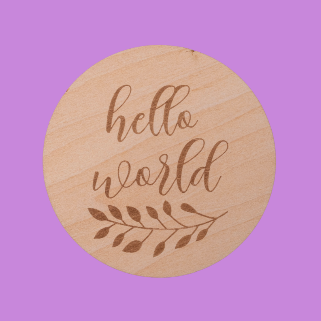 Baby Announcement Sign - Hello World Eucalyptus