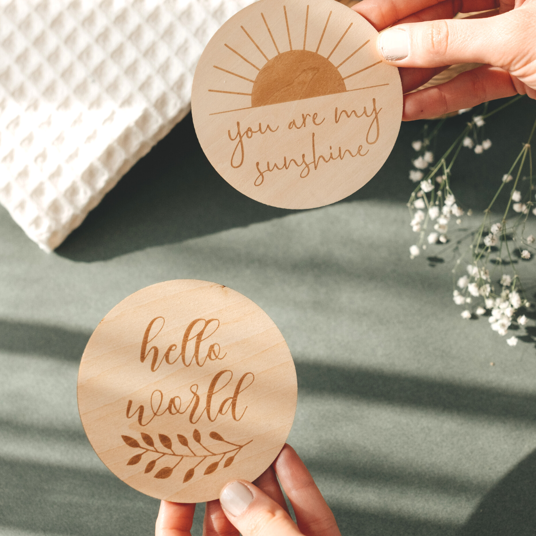 Baby Announcement Sign - Hello World Eucalyptus