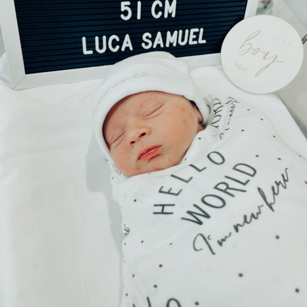 HELLO WORLD MUSLIN SWADDLE BABY BLANKET