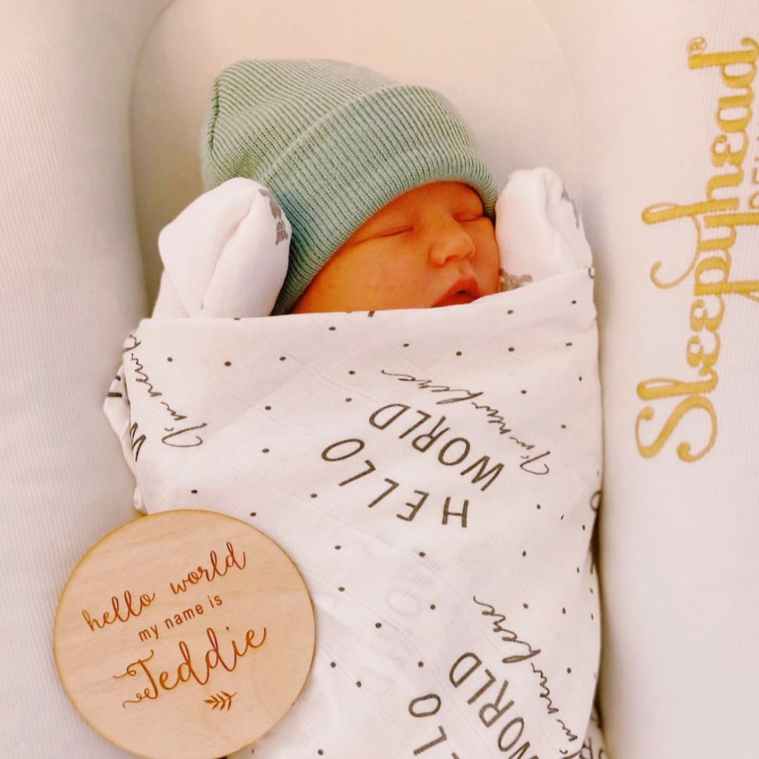 HELLO WORLD MUSLIN SWADDLE BABY BLANKET