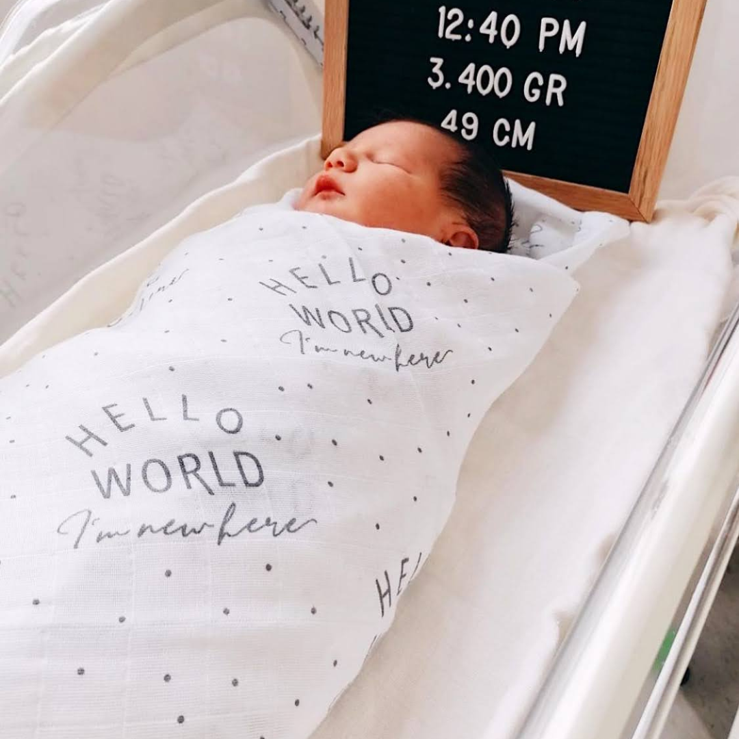 HELLO WORLD MUSLIN SWADDLE BABY BLANKET
