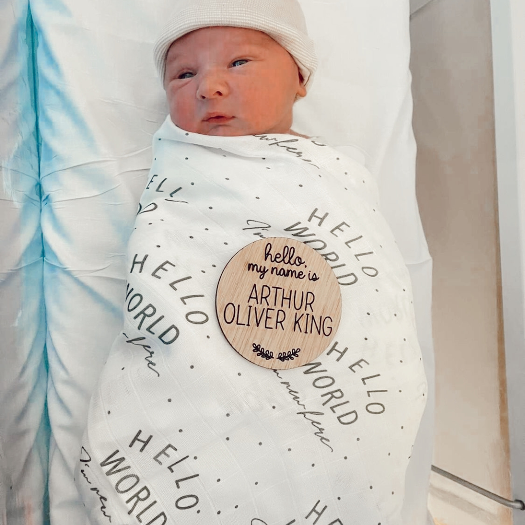 HELLO WORLD MUSLIN SWADDLE BABY BLANKET