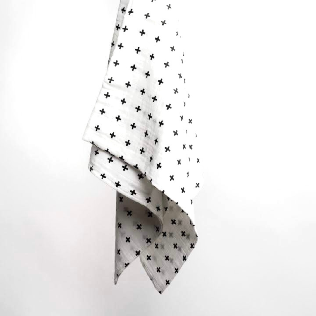 Muslin Swaddle Baby Blanket - Black & White Sensory