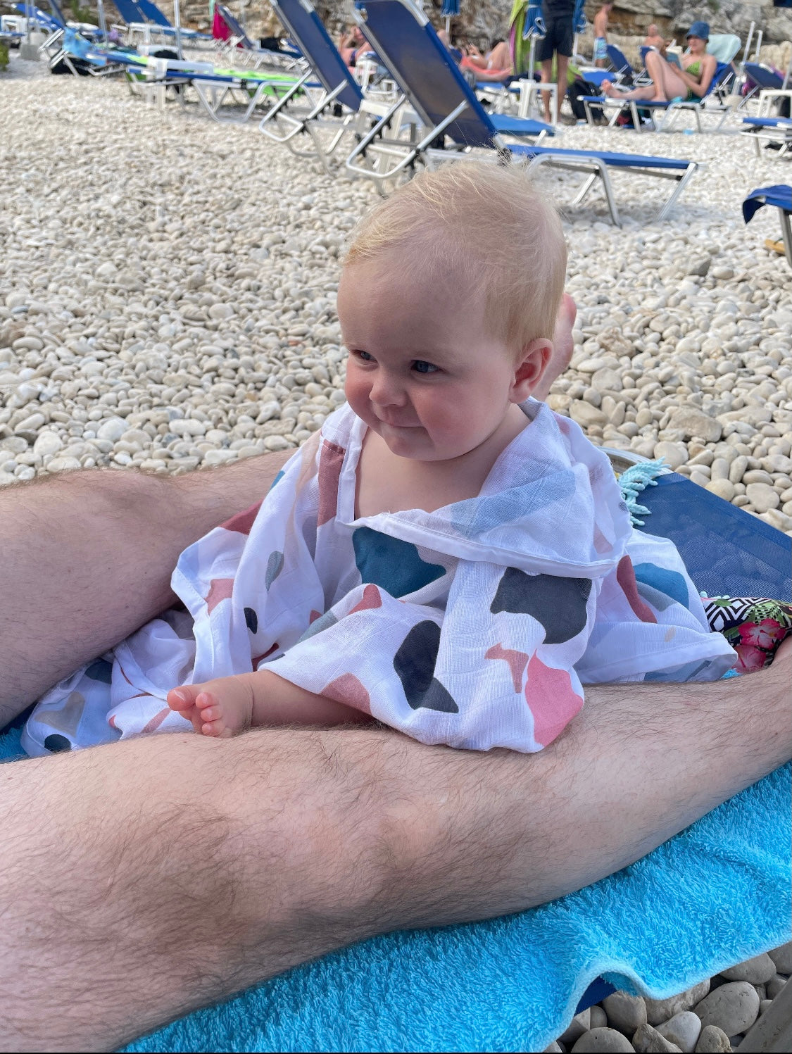 Baby Kids Beach Bath Towel Muslin Hooded Poncho - Terrazzo