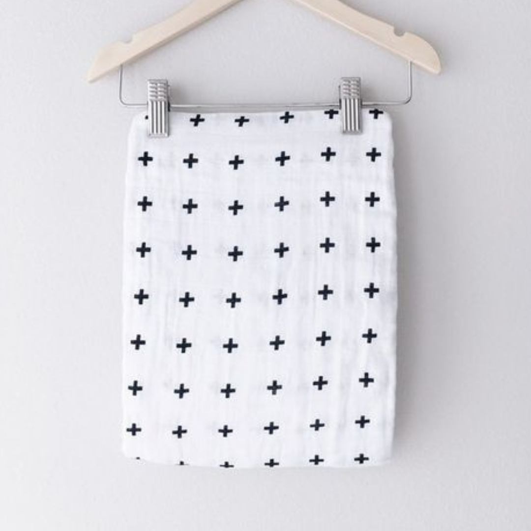 Muslin Swaddle Baby Blanket - Black & White Sensory