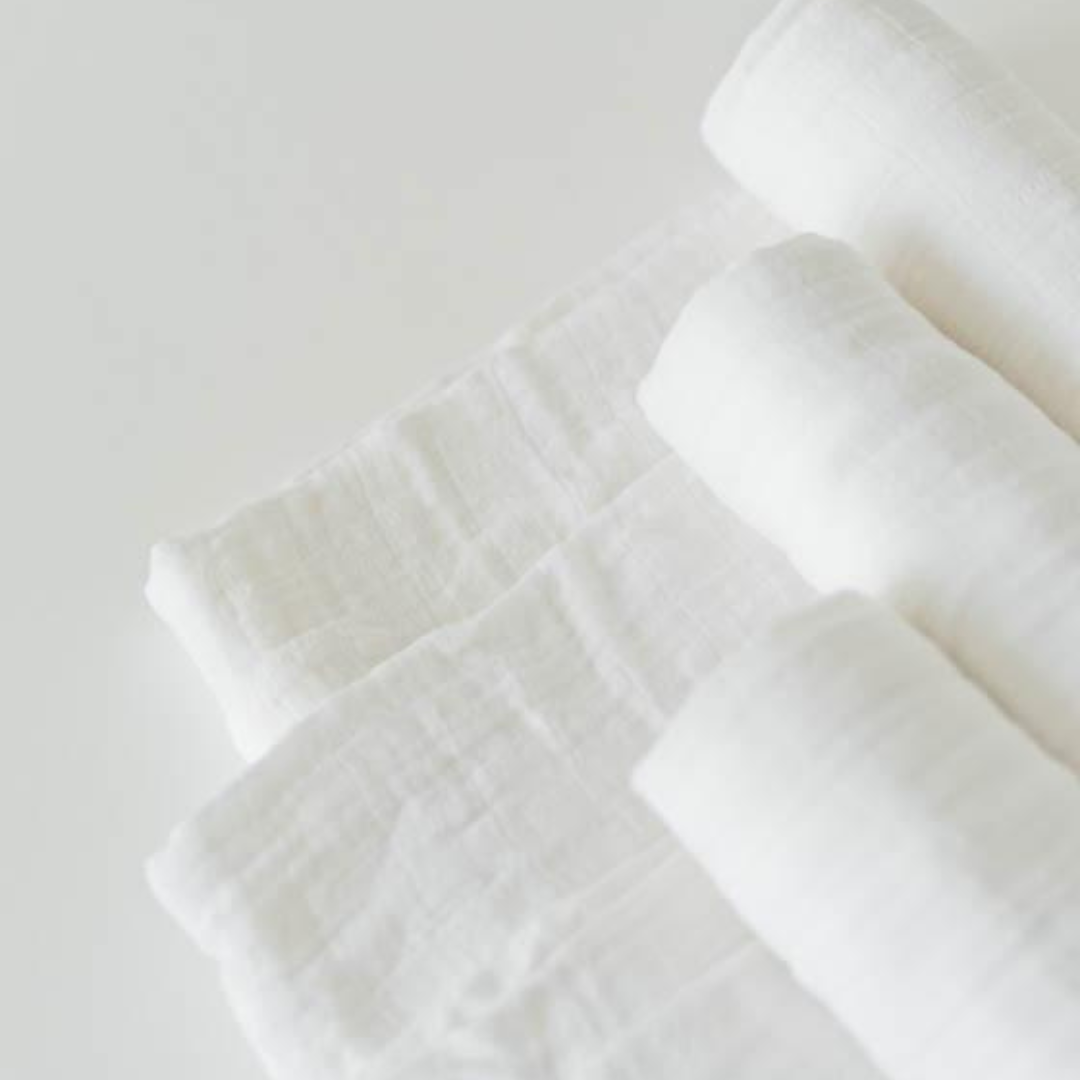 Muslin Square Baby Burp Cloth - Set of 3 - Pure White