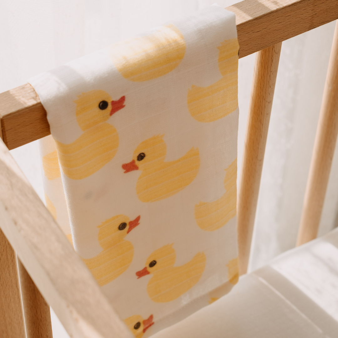 Muslin Square Baby Burp Cloth - Set of 3 - Yellow Rubber Duck