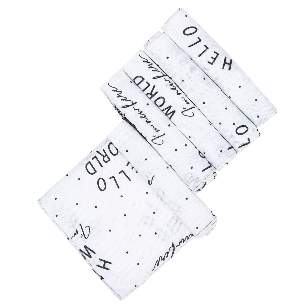 Muslin Square Baby Burp Cloth - Set of 3 - Hello World