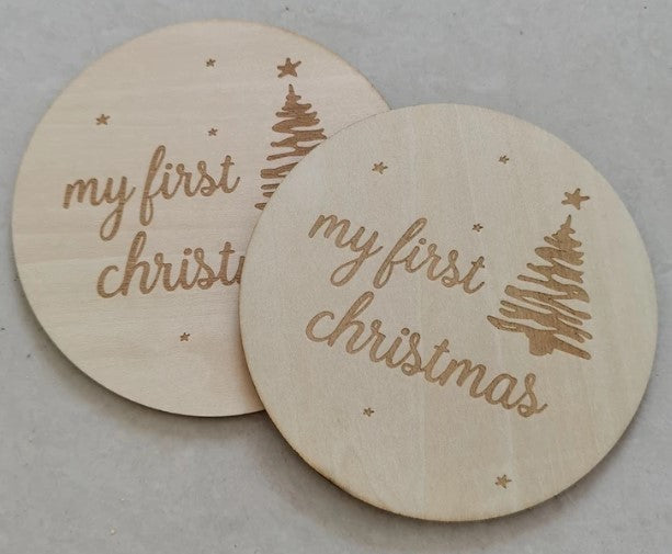 Wooden Baby Announcement My 1st Christmas Engraved Sign Plaque