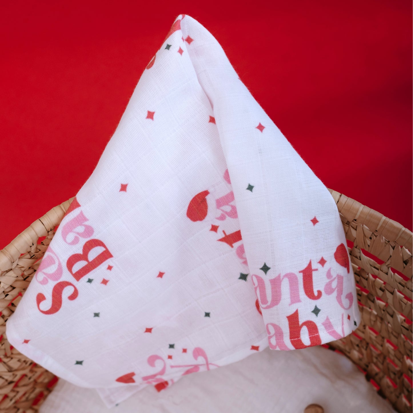 Muslin Square Baby Burp Cloth - Set of 3 - Santa Baby Christmas New Year