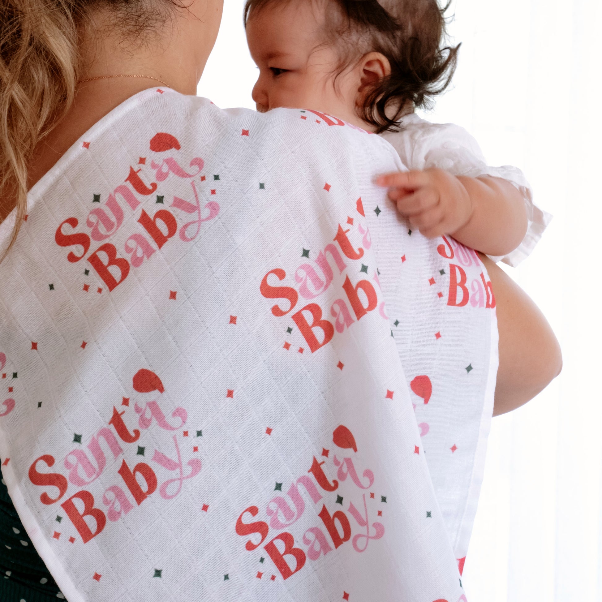 Muslin Square Baby Burp Cloth Set of Santa Baby GEOPLE