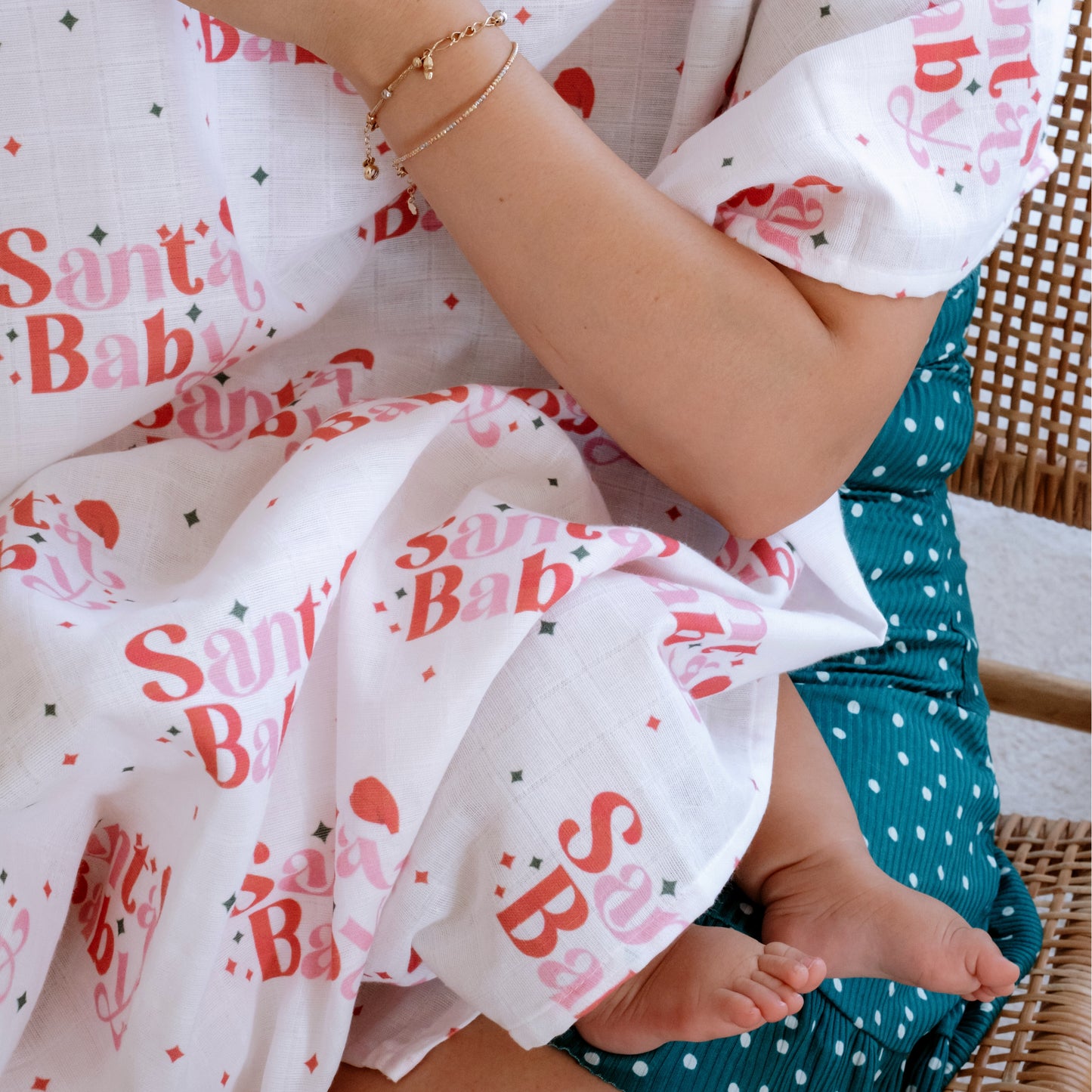 Baby Muslin Swaddle Blanket - Santa Baby