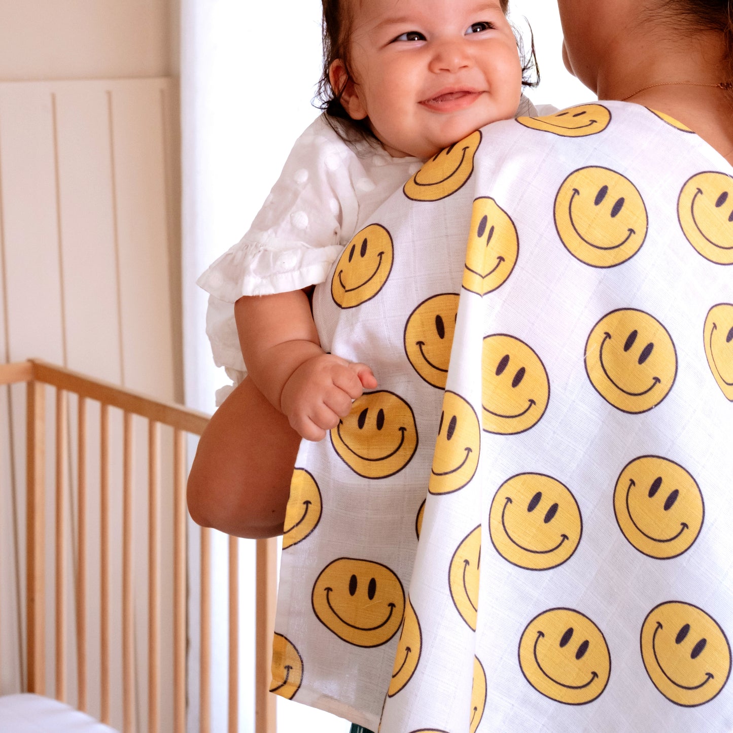 Muslin Swaddle Baby Blanket - Smiley