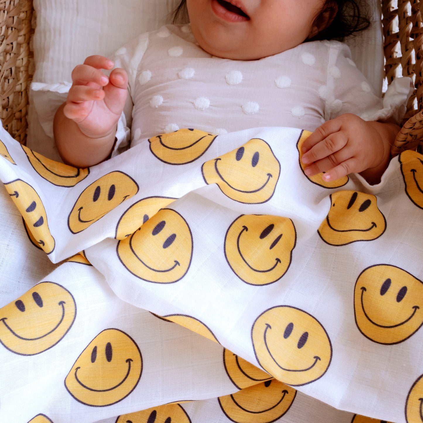 Muslin Swaddle Baby Blanket - Smiley